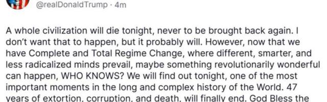 USA president ähvardab “terve tsivilisatsiooni hävitamisega” – The Guardian hoiatab tuumavõimaluse eest