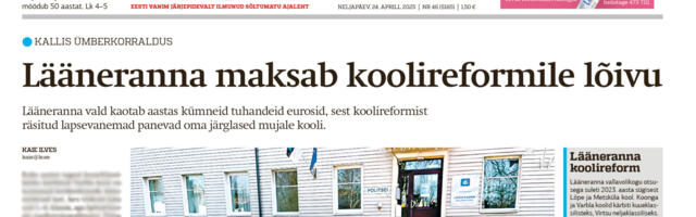 Газета "Lääne Elu" у четвер, 24 квітня.